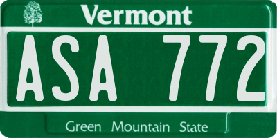 VT license plate ASA772