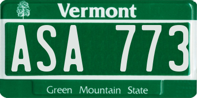 VT license plate ASA773