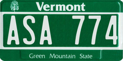 VT license plate ASA774