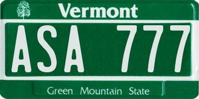 VT license plate ASA777