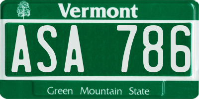 VT license plate ASA786