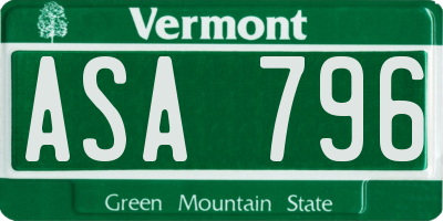 VT license plate ASA796