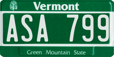 VT license plate ASA799