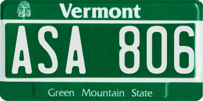 VT license plate ASA806