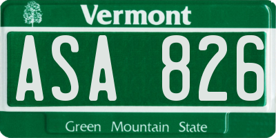 VT license plate ASA826