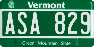 VT license plate ASA829