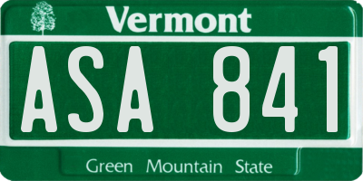 VT license plate ASA841