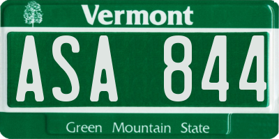 VT license plate ASA844