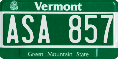 VT license plate ASA857