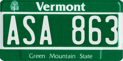 VT license plate ASA863