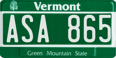 VT license plate ASA865