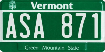 VT license plate ASA871