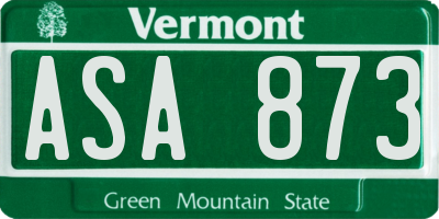 VT license plate ASA873