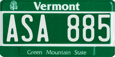 VT license plate ASA885