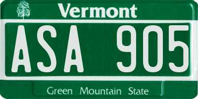 VT license plate ASA905