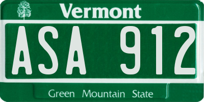 VT license plate ASA912