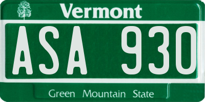VT license plate ASA930