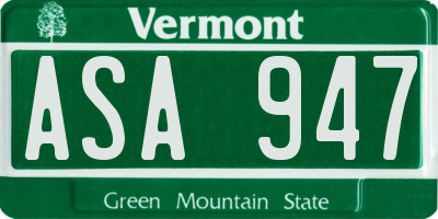 VT license plate ASA947