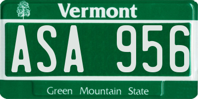 VT license plate ASA956