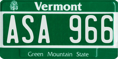 VT license plate ASA966