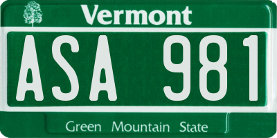 VT license plate ASA981