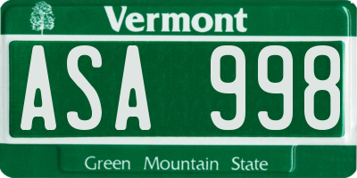 VT license plate ASA998
