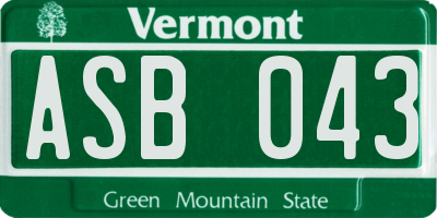VT license plate ASB043