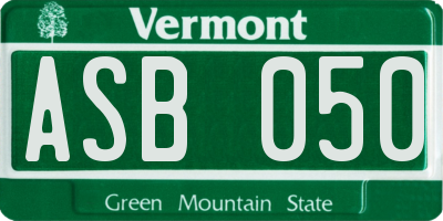 VT license plate ASB050