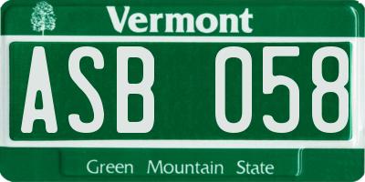 VT license plate ASB058