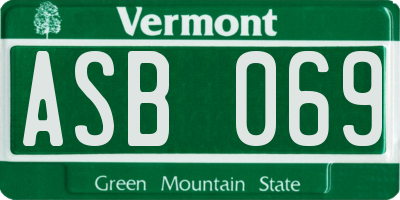 VT license plate ASB069