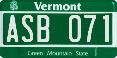 VT license plate ASB071
