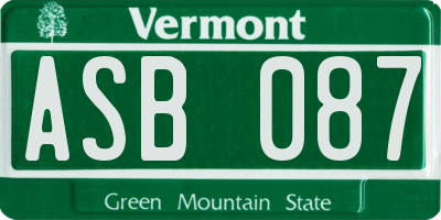 VT license plate ASB087