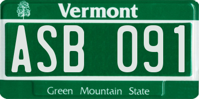 VT license plate ASB091