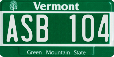 VT license plate ASB104