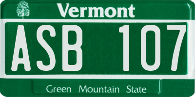 VT license plate ASB107