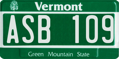 VT license plate ASB109