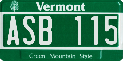 VT license plate ASB115