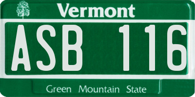 VT license plate ASB116