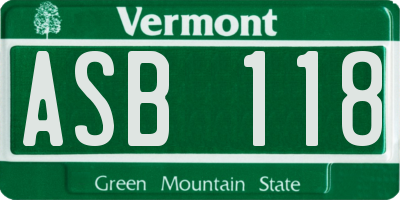 VT license plate ASB118