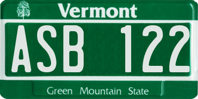 VT license plate ASB122