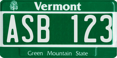VT license plate ASB123