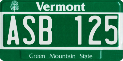 VT license plate ASB125