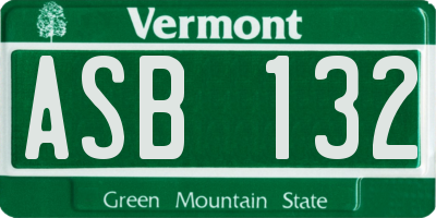 VT license plate ASB132