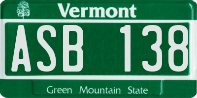 VT license plate ASB138