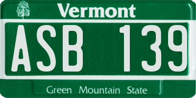 VT license plate ASB139