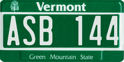 VT license plate ASB144
