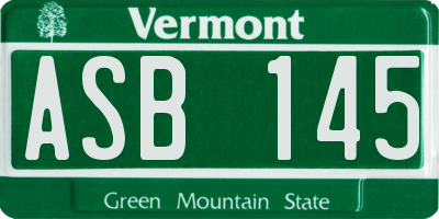 VT license plate ASB145