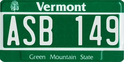 VT license plate ASB149