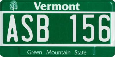 VT license plate ASB156