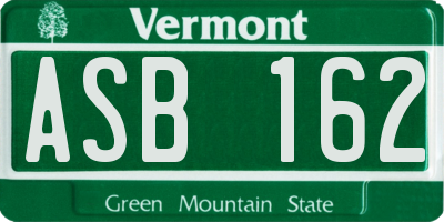 VT license plate ASB162